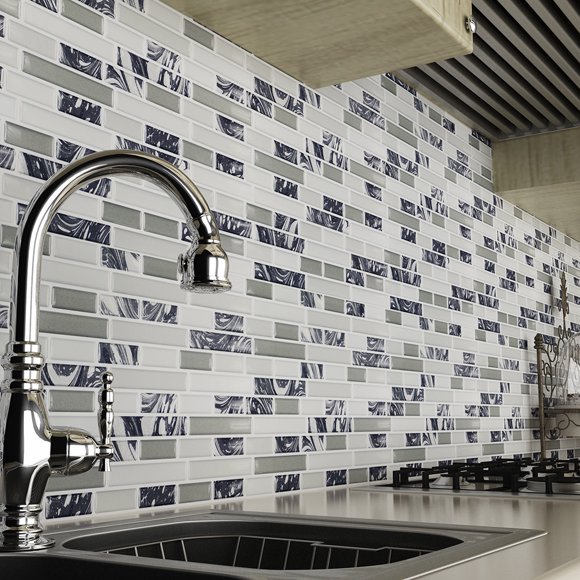 Agiferg 3D Self Adhesive Wall Tiles Clever Tiles Glitter Mosaic Self Adhesive Tiles