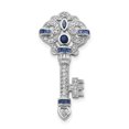 thumbnail image 1 of Sterling Silver Blue & Clear CZ Key Slide QP949 (48mm x 21mm), 1 of 2