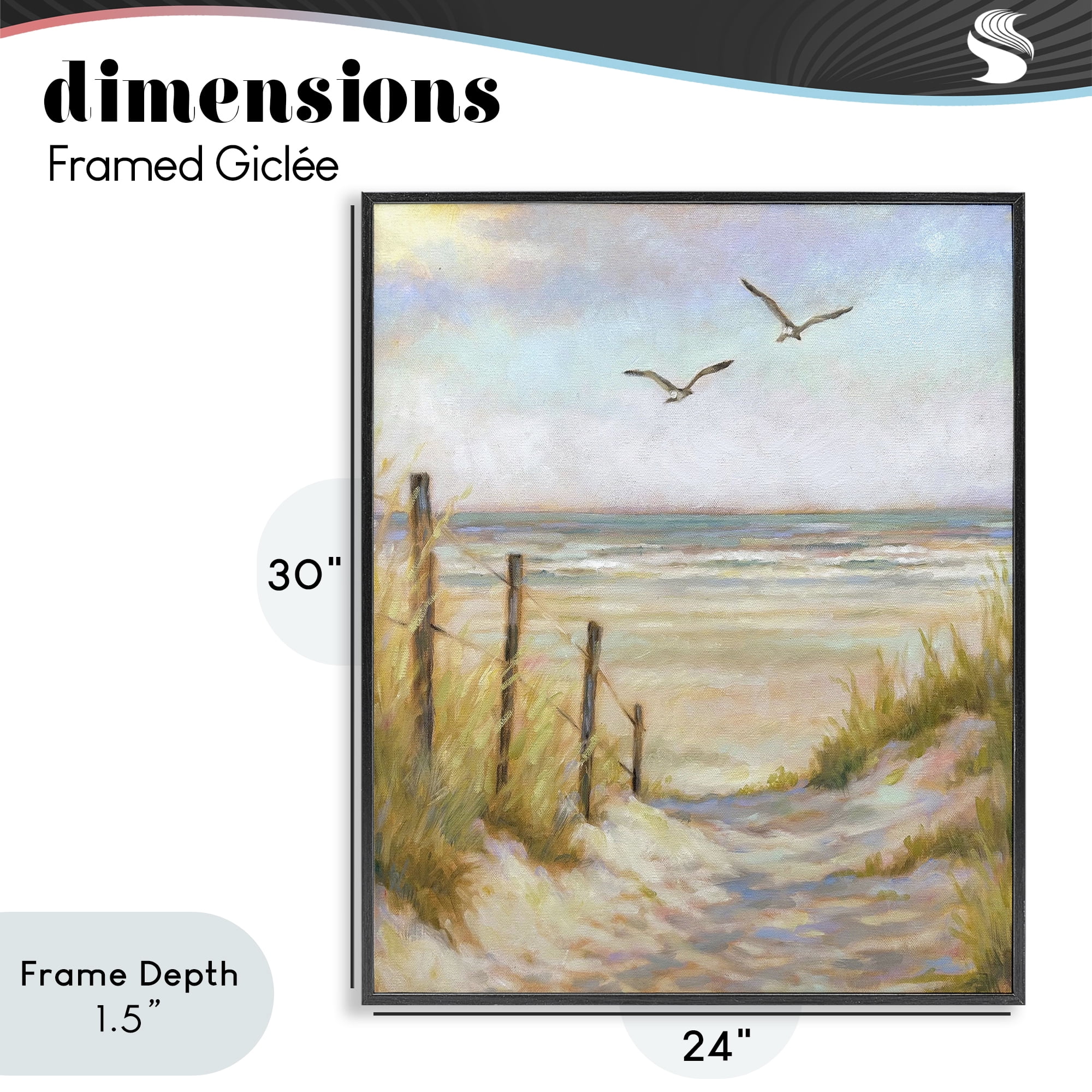 Stupell Industries Tranquility Beach Coastal Path Black Framed Giclee Art, design by Linda Sperruzzi