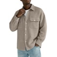 thumbnail image 1 of Top Abrigo Hombres Color Sólido Manga Larga Botón Cuello Moda Casual Verano Al Aire Libre Diario, 1 of 7