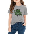 thumbnail image 5 of LEKWK Girl's St. Patrick's Day T-Shirt Love Clover Graphic Print Short Sleeve Crew Neck Tee Soft Jersey Knit Top Holiday Party Outfits, 5 of 9
