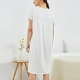 thumbnail image 5 of Tnhcen Women's Plus Size Cotton Sleepwear Dress - Solid Color Crew Neck Loose Fit Midi Nightgown with Built-in Bra Comfortable Home Dress (M-4XL), 5 of 7