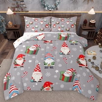 Homewish Cartoon Xmas Gnome Bedding Comforter Set,Merry Christmas Twin Comforter Sets,Kawaii Christmas Snowflake Bedding Set For Boys Kids,Super Cozy Room Decor Reversible,2pcs