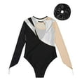 thumbnail image 4 of Alvivi Kids Girls Gymnastics Leotard Shiny Rhinestone Long Sleeve Ballet Dance Bodysuit with Hair Band Silver&Black 6, 4 of 5