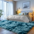 thumbnail image 5 of ZENELESS Large Fluffy Area Rugs for Living Room,8x10 Shag Rectangular Carpets for Bedroom, Tie-Dye Peacock Blue, 5 of 7
