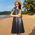 thumbnail image 4 of Balery Monochrome Abstract Lines Vestidos sueltos de manga corta para mujer, vestidos de verano 2025, vestidos casuales de corte A con vuelo., 4 of 6