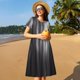 thumbnail image 4 of Fotbe Monochrome Abstract Lines Vestido Largo de Moda para Mujer, Vestido Tipo Camiseta con Manga Corta y Estilo Casual a Rayas y Bloques de Color, 4 of 6