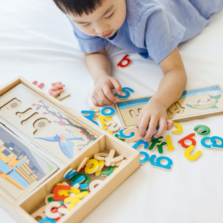 Coogam Wooden Letters Practicing Board, Double-Sided Alphabet Tracing
