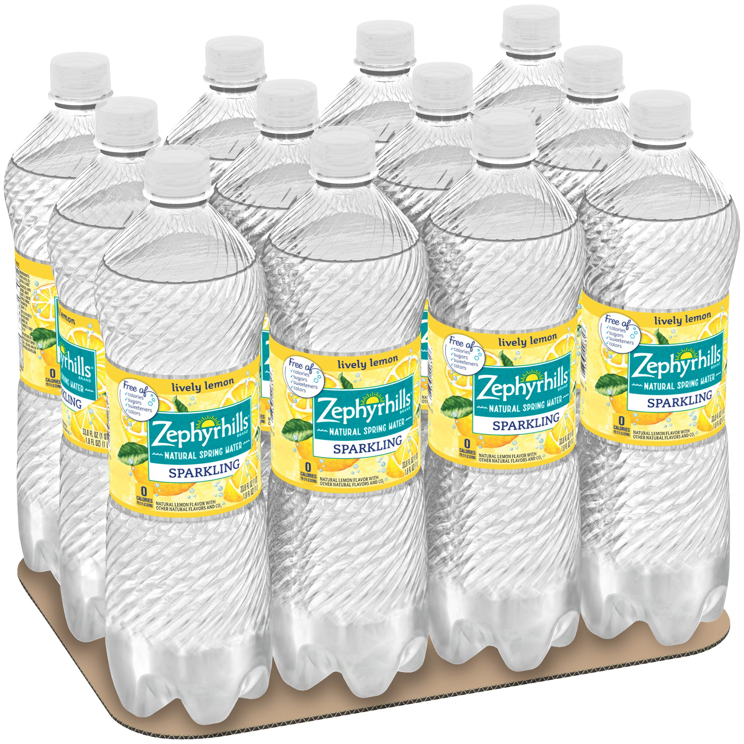 Zephyrhills Sparkling Natural Lemon Spring Water, 33.8 Fl. Oz., 12