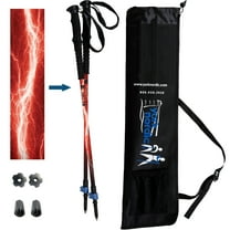 York Nordic Red Burner Hiking & Nordic Walking Poles w/flip Locks, Detachable Feet Travel Bag - Pair