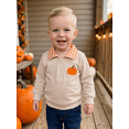 thumbnail image 6 of RUINIXCW Toddler Baby Boy Girl Halloween Sweatshirt Outfit Infant Fall Winter Clothes Embroidery Plaid Lapel Half Zipper Long Sleeve Pullover Tops, 6 of 9