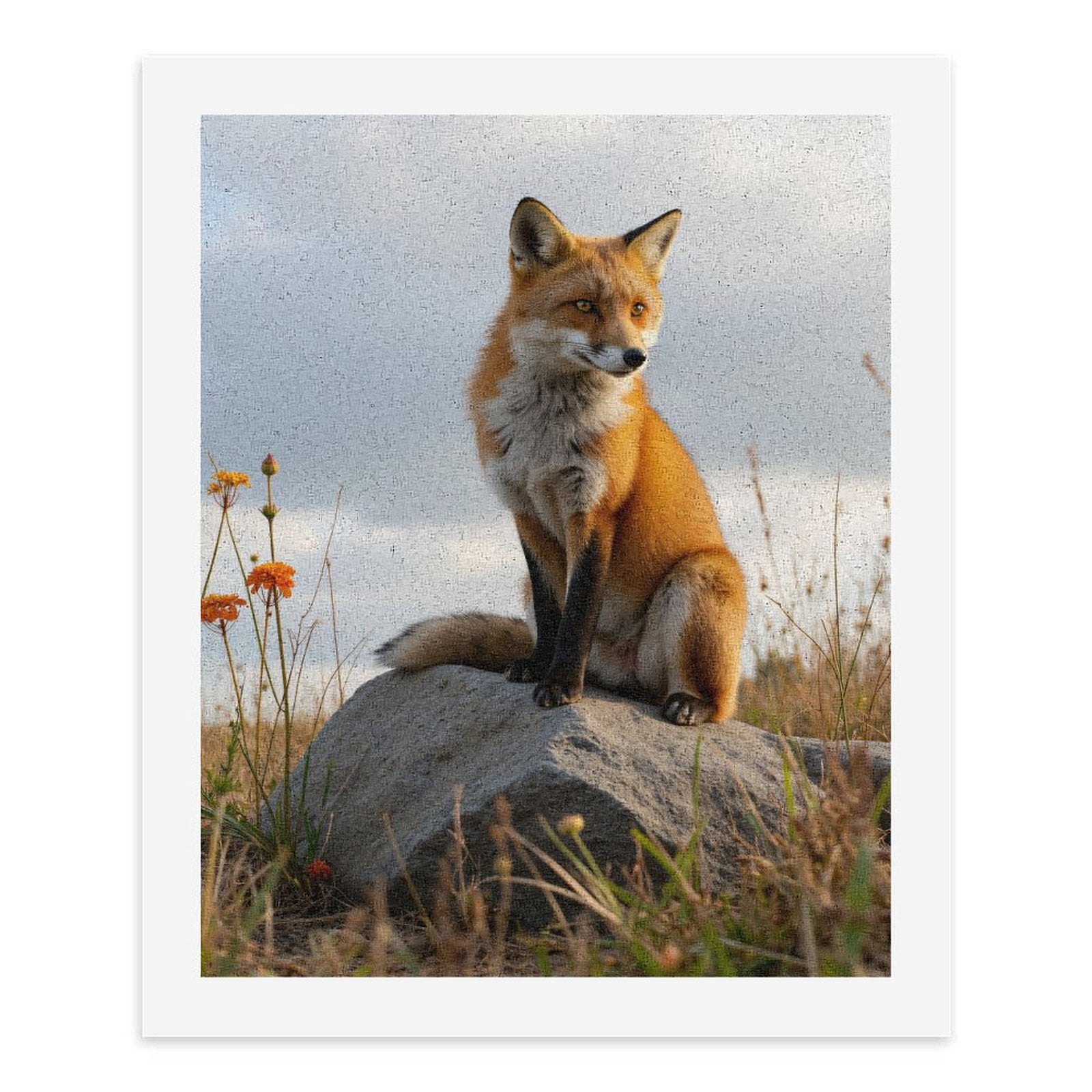 Paint by Numbers Kit for Adults, Fox On Rock In Grassland Paint by Numbers, Easy Paint by Numbers Kit for Adults Beginner, DIY Adult Paint by Number Kits on Canvas, 12x16in Home Decor