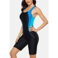 thumbnail image 5 of Women One Piece Printed Swimsuit Sports Racerback Athletic Training Swimwear Color Block, 5 of 7