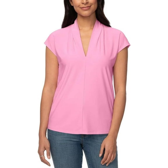 Buffalo V-Neck Comfort Fit Cap Sleeve Women's Blouse Top