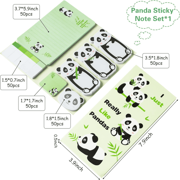 MALLMALL6 Panda Sticky Notes Set,self-adhesive,1Pack