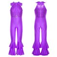 thumbnail image 3 of iiniim Girls Sequins Full Body Tank Unitard Catsuit Zipper Hippie Disco Dance Gymnastics Jumpsuit Playsuit Dancewear Size 6-14 Purple 8, 3 of 7