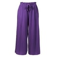 thumbnail image 3 of CHOK Women‘s Ribbon Tie Chiffon Loose Pleated Wide Leg Palazzo Pants, 3 of 4