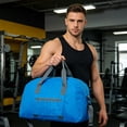 thumbnail image 7 of Lightweight Sports Gym Bag with Pocket, Water Resistant Travel Tote for Women Men, Foldable Portable Carry On Weekender Overnight Bag for Swimming Yoga Fitness Activity Storage, 7 of 7