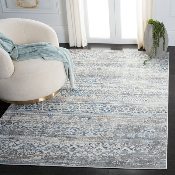 SAFAVIEH Amelia Scott Geometric Area Rug, Gray/Blue, 5'5" x 7'7"