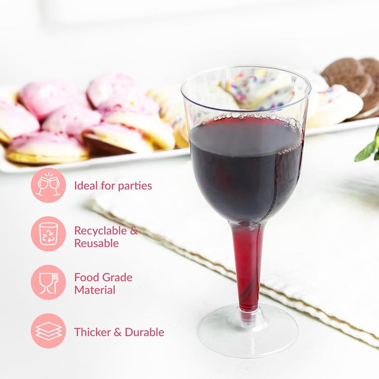 Prestee 24 Clear Stemmed Plastic Wine Glasses - 10 oz Disposable Wine  Glasses for Parties - Plastic Wine Cups with Stem for Weddings, Wine  Tasting, ...