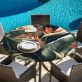 thumbnail image 5 of Tropical Plant Round Tablecloth 55-60 Inch Round Fitted Table Cloth with Elastic Edge, Summer Botanical Leaves Floral Country Waterproof Table Cover Protector for Outdoor Picnic Party Dining, 5 of 6