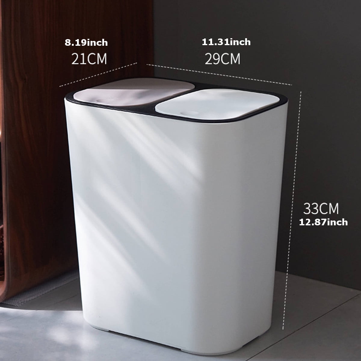 12L Waste Trash Rubbish Bin Double Cover Pressing Type Waste Sorting Bucket Home 12L Waste Trash Rubbish Bin Double Cover Pressing Type Waste Sorting Bucket Home