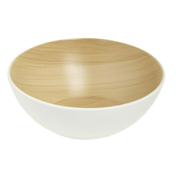 HUBERT® White with Light Wood Melamine Bowl - 11 1/5" Dia