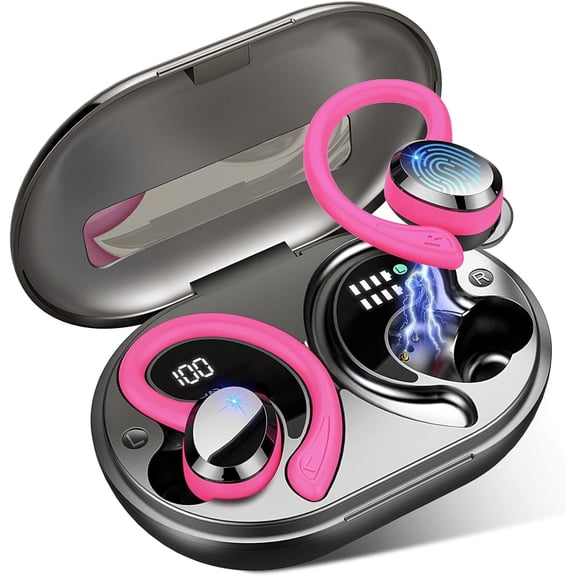 CFHADD-Wireless Earbuds Bluetooth 5.4 Headphones Sport, 2025 Bluetooth Earbuds with Earhooks, 48H Stereo Over Ear Buds, Earphone with 4 ENC Noise Canceling Mic, IP7 Waterproof Headset for Running/Gym