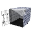 thumbnail image 3 of Navy Blue Dog Crate Cover, Traditional Ikat Pattern Retro Style Composition Damask Inspired, Easy to Use Pet Kennel Cover for Medium Large Dogs, 35" x 23" x 27", Blue White, by Ambesonne, 3 of 6