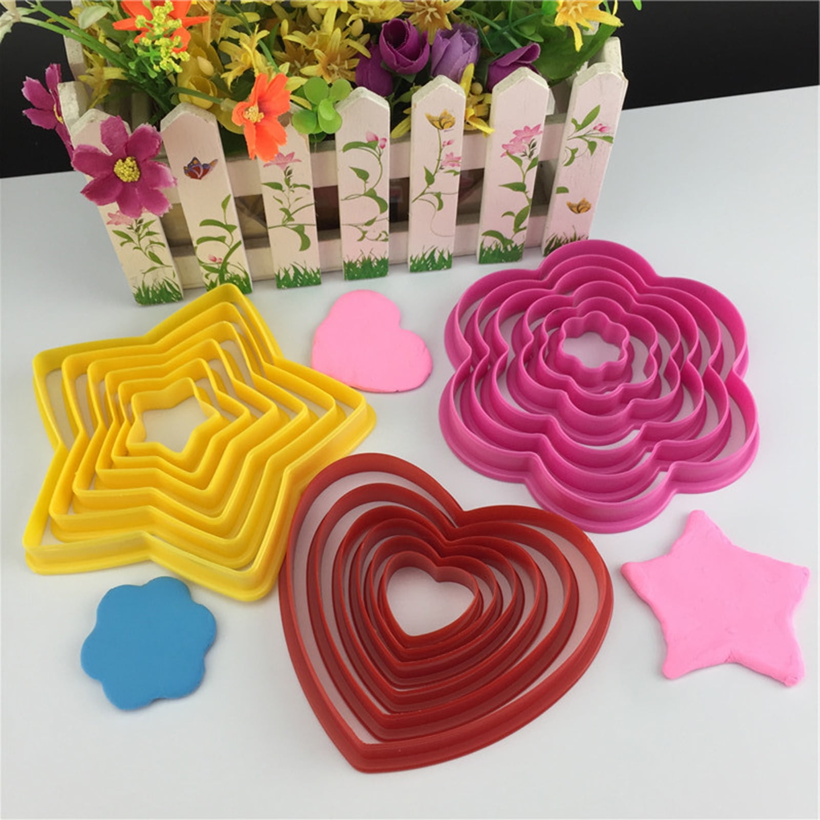 Shape Cuters Flower Shape Cookie Cutters Set- DIY Plastic, Pentagram Hearts Baking ...