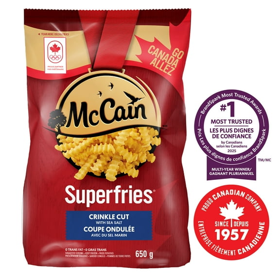 McCain® Superfries® Crinkle Cut Fries, Made in Canada from domestic and imported ingredients, 650g