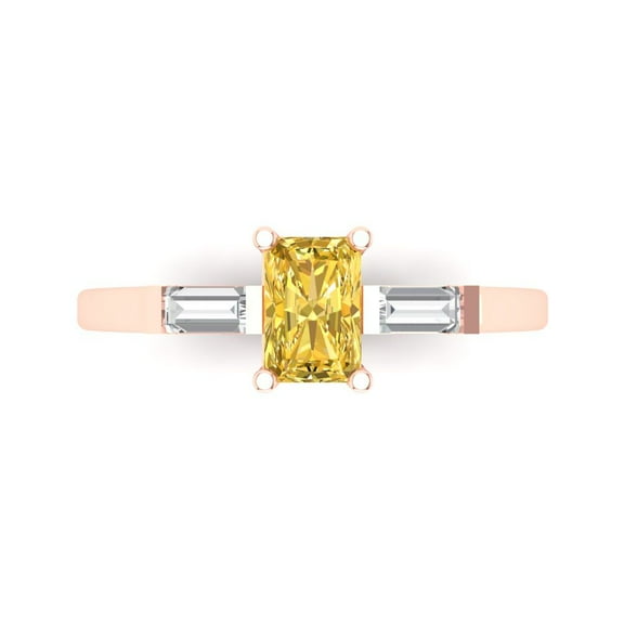Clara Pucci 14K Rose Gold 0.8ct Yellow Three-Stone Ring for Women