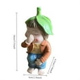 thumbnail image 3 of Jingjianm Adorable Garden Gnome Statue with Leaf Hat Handcrafted Resin Figurine for Indoor & Outdoor Decoration, 12 Inches Tall Green, 3 of 5