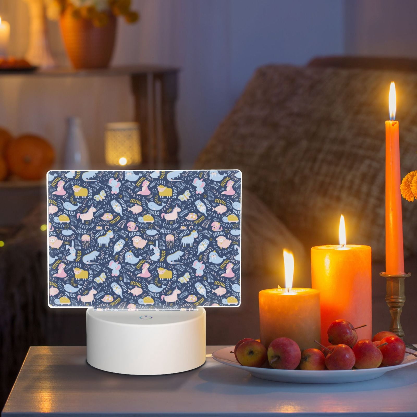 Hirioo Cute Baby Animals for Rectangular Acrylic with Night Light Best Gifts for Lover Girl Mom, Valentine's Day Anniversary Birthday Wedding Present