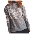 thumbnail image 1 of Chandail de Noël pour Dames Col Rond Cardigan Mode Mi-Long Manteau Mignon Imprimé Graphique Tricoté Doux Chandail en Molleton Moelleux Chaud, 1 of 6