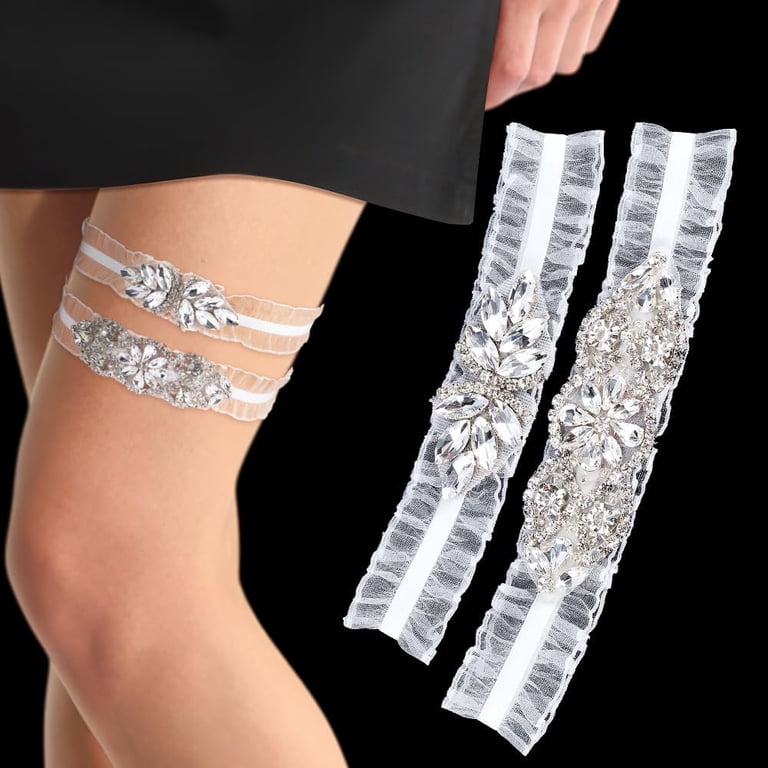 2 Pcs White Lace Bridal Garter Set Lace Elastic Bridal Garters Rhinestone Wedding  Garters Stretch Garter Belt Lace Wedding Leg Garter Bride Garment  Accessories - Walmart.com