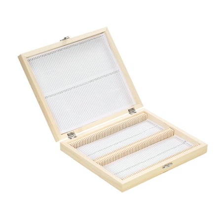 

OWSOO 100-Places Wooden Slide Storage Box with Numbered Slots Contents Sheet for Prepared Microscope Slides