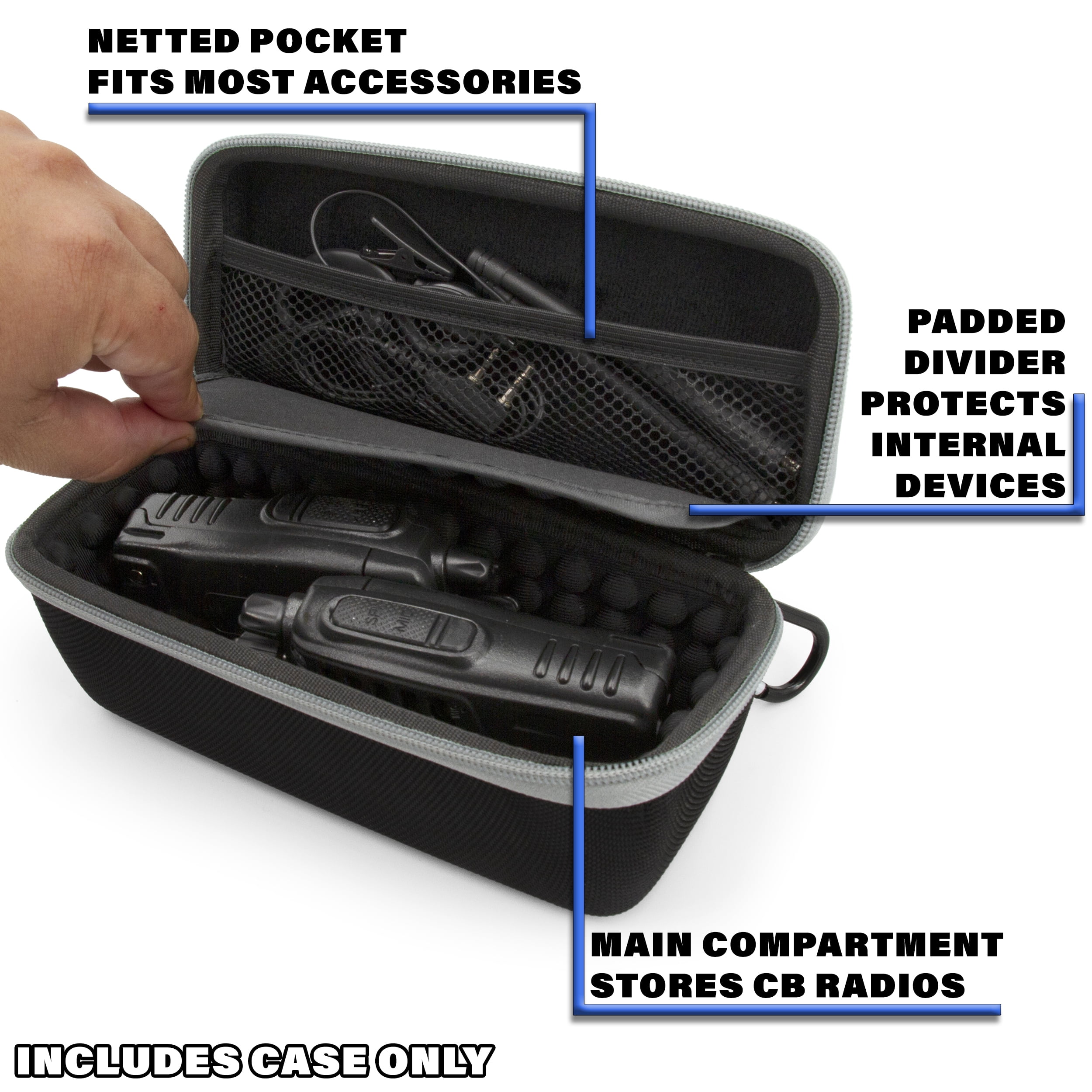 CASEMATIX Walkie Talkie Case Compatible with Midland 2 Way Radio, Cobra Handheld CB Radios, Uniden and More - Case Only