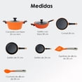 thumbnail image 4 of Batería de Cocina Ready Cook Aluminio Antiadherente Naranja Tapa de Vidrio Templado y Salida de Vapor 9 pzas, 4 of 12