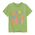 thumbnail image 2 of Frwgonr Girls Youth T-shirts Short Sleeves Blouse Crewneck Birthday Graphic Summer Kids Tee Tops 2-15 Years, Green, 2 of 5