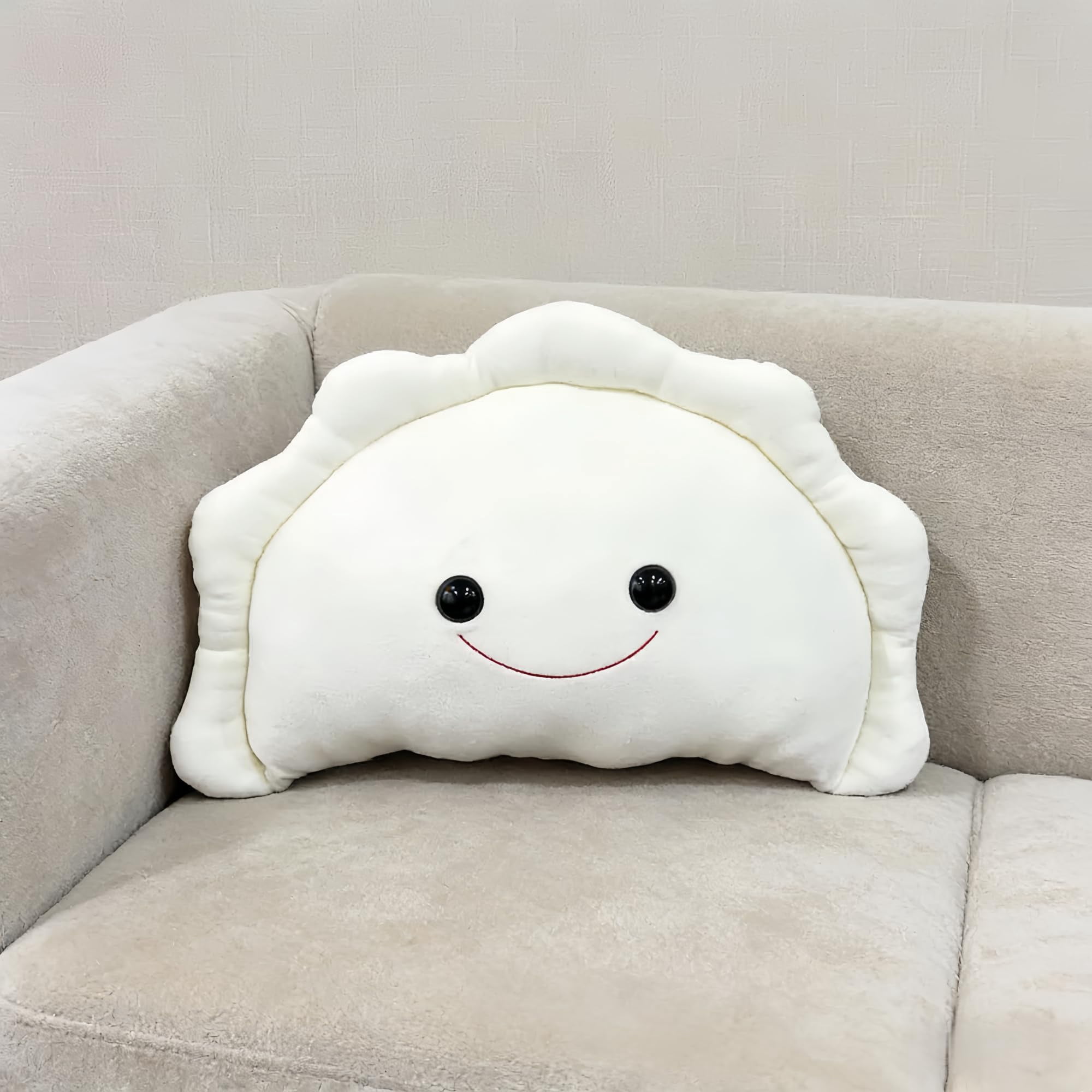 Cute Pierogi Pillow, Dumpling Throw Pillow for Sofa - Soft Plush Polish Food Plushie, Funny Cushion for Chair, Bedroom, Couch Home Decor(White1PCS)