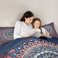 thumbnail image 4 of Homewish Retro Boho Mandala Queen Comforter Set,Exotic Peacock Themed Comforter Sets Queen,Orange Blue,Navy Blue Reversible,3-Piece,1 Comforter and 2 Pillowcases, 4 of 7