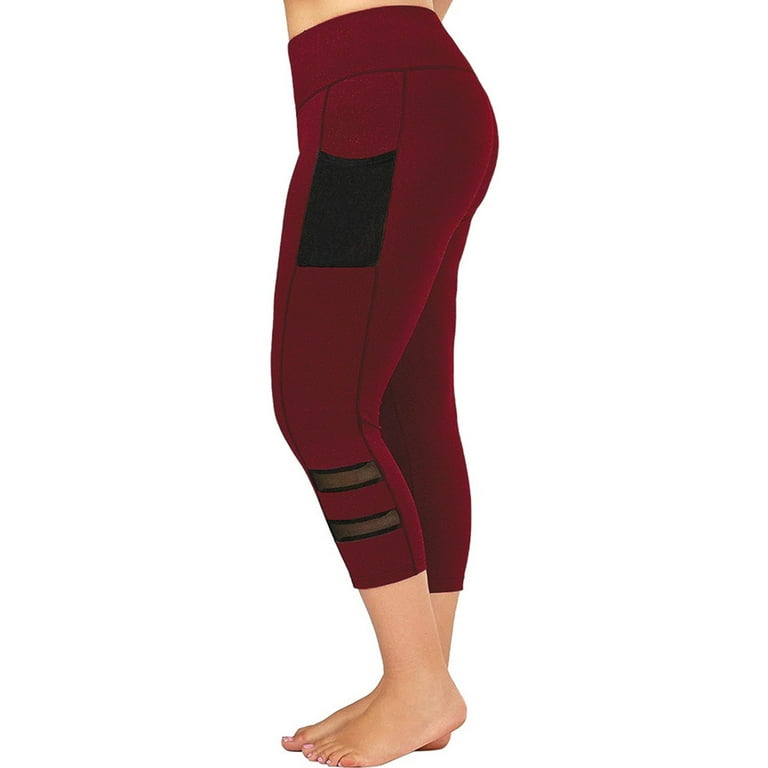Women Stretch Cotton Capri Leggings Sports Yoga Pants Slim Gym Fitness Plus  Size