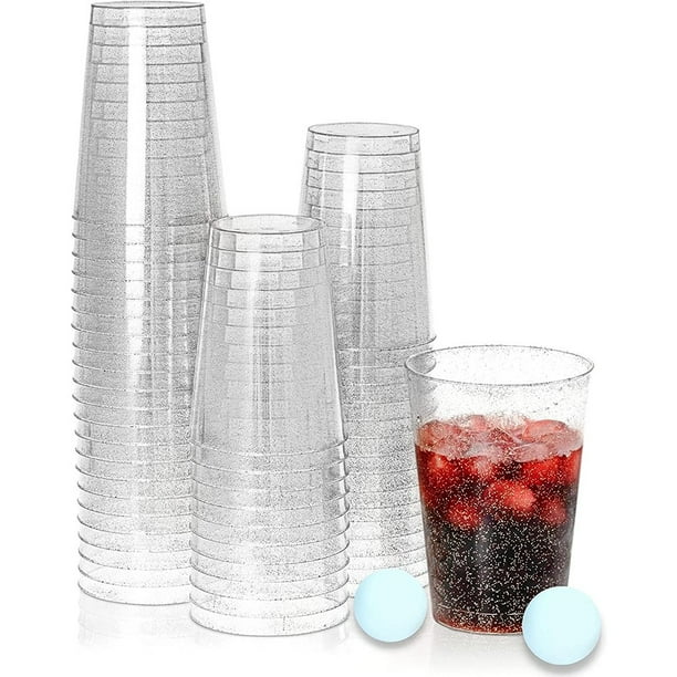 Clear Plastic Cups Silver Glitter Plastic Tumblers Reusable Drink Cups