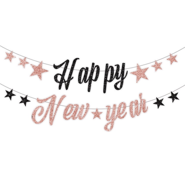 CSChome New Year Flag Vibrant New Year Banner with Sparkling Color - Fade-Resistant Holiday Photography Prop