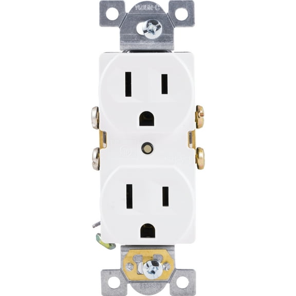 GE Heavy-Duty Grounding Duplex Receptacle Outlet, 15A, 42157
