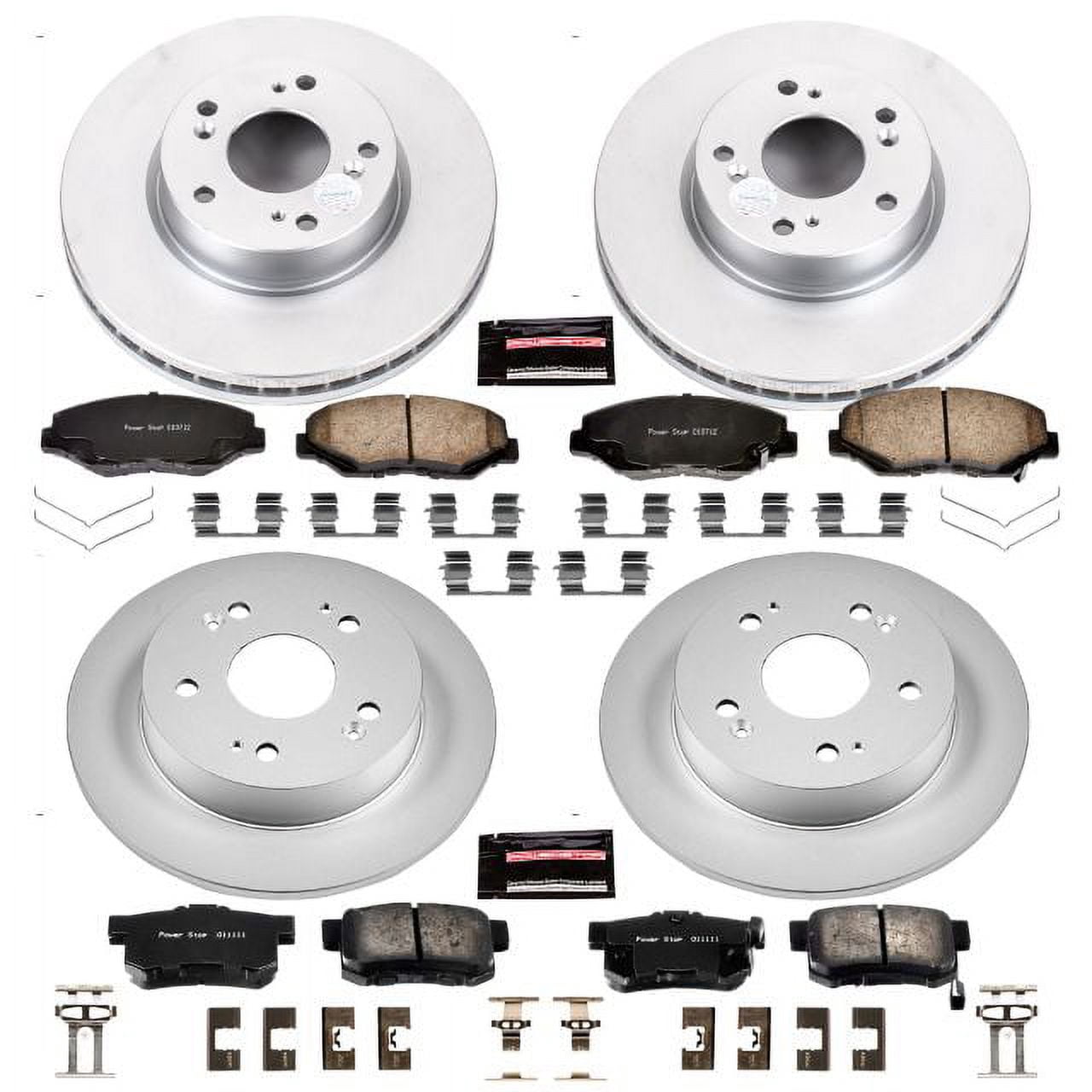 PowerStop Front and Rear Geomet Coated Brake Rotor and Pad Kit Fits: ACURA Select Models CRK6942