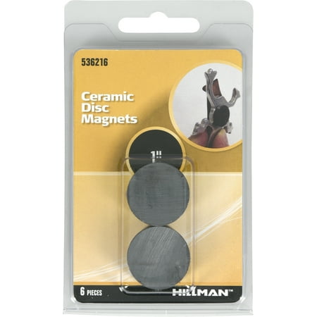 Hillman 536216 Ceramic Disc Magnets (1") - 6 Pieces