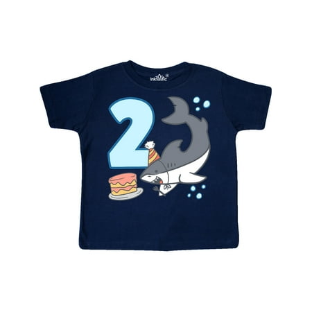 

Inktastic 2nd Birthday Shark with Cake Gift Toddler Boy or Toddler Girl T-Shirt