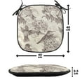 thumbnail image 4 of Hummingbirds Chair Seating Cushion Set of 4, Birds and Flowers Monochromic Classical Design Nostalgia Ornate, Seat Pads for Office with Anti-slip Backing, 16"x16", Cream Beige Brown, by Ambesonne, 4 of 7
